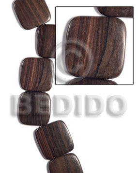 35mmx35mmx5mm square  round edges camagong tiger face to face / 12 pcs. / side strand hole - Wood Beads