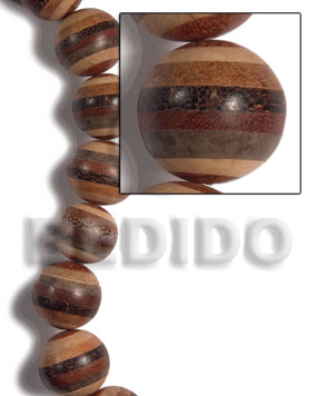 30mm patched wood stripe ball / 5 types of wood- bayong / greywood / patikan / nat. wood / robles - Wood Beads