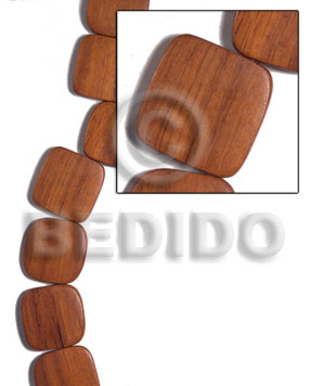 25mmx25mmx5mm bayong face to face flat square  rounded edges / 14 pcs / side strand hole - Wood Beads
