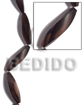 15mmx55mm camagong tiger ebony hardwood football twist / 7 pcs - Wood Beads