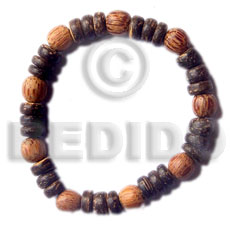 elastic 7-8mm coco pokalet   palmwood beads - Wood Bracelets