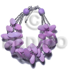 3 rows lavender slidecut wood beads  glass beads combination - Wood Bracelets