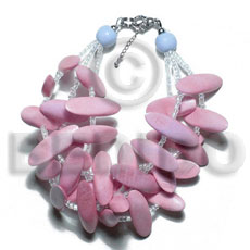 3 rows pink slidecut wood beads  glass beads combination - Wood Bracelets