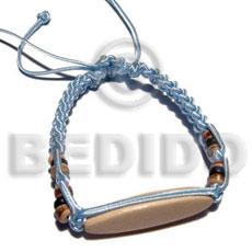 Aqua blue macrame at. wood Wood Bracelets