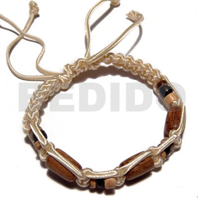 hand made Tube wood beads in macrame Wood Bracelets