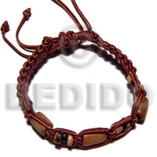 Tube wood beads in macrame Wood Bracelets