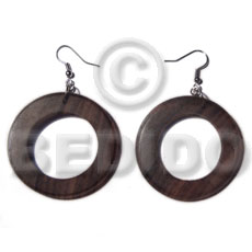 dangling camagong tiger round ring 45mmx9mm / thicknes=5mm - Wood Earrings