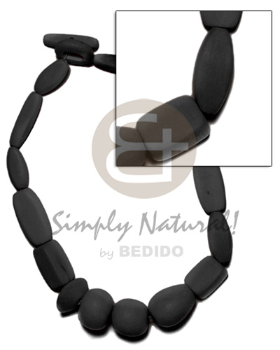 natural wood beads dyed in black - Wood Necklace