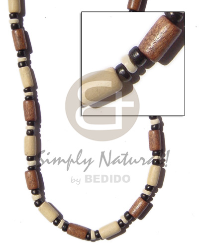 tan / bleach wood tube black/bleach coco Pokalet - Wood Necklace