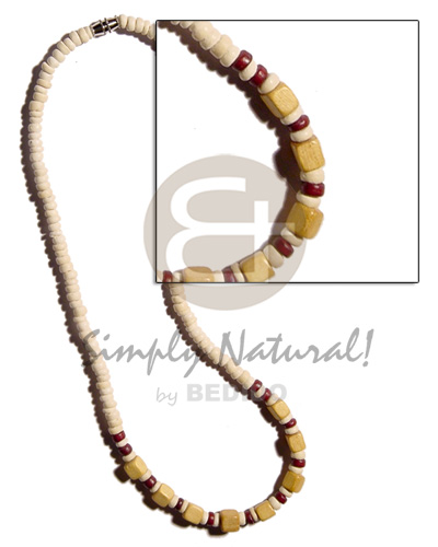 hand made 4-5mm coco pokalet. bleach Wood Necklace