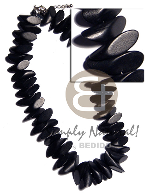 black nat. wood slidecut  8mmx15mmx20mm in magic wire  2" extender chain - Wood Necklace