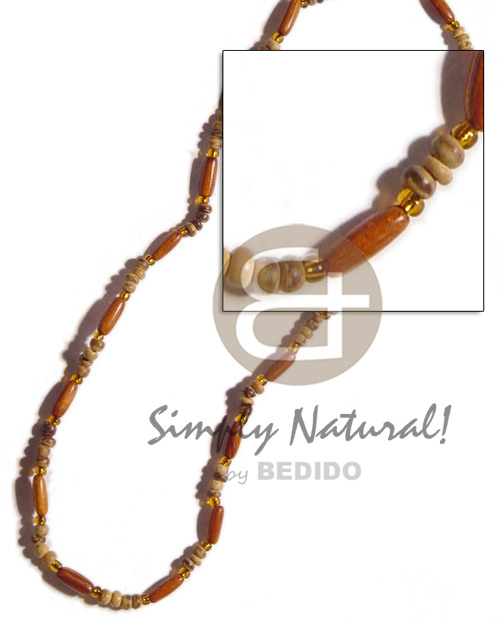 bayong ricebeads  2-3 coco Pokalet tiger/glass beads combination - Wood Necklace