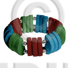 Natural white wood maroon blue green combination Wooden Bangles