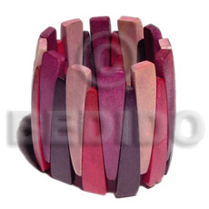 elastic nat. wood bangle  / pink tones   clear coat finish / ht=55mm - Wooden Bangles