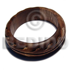 robles rounded wood   paisley groove   clear coat finish/ ht= 1 inch / 65mm inner diameter / thickness= 10mm - Wooden Bangles