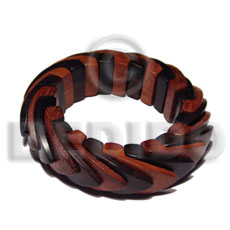 elastic overlapping camagong & bayong wood bangle / ht=20mm w=15mm - Wooden Bangles