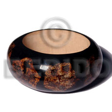wood bangle  laminated mahogany leaf star black ht=1 1/4 in thickness=15mm inner diameter=60 mm - Wooden Bangles