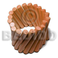 elastic tan stick wood bangle   clear coat finish/ 10mmx65mm - Wooden Bangles