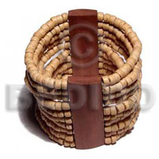 elastic 10 rows 4-5mm coco Pokalet. nat.  wood bars - Wooden Bangles
