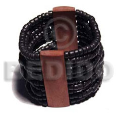 elastic 10 rows 4-5mm coco Pokalet. black  wood bars - Wooden Bangles