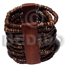 elastic 10 rows 4-5mm coco Pokalet. nat. brown  wood bars - Wooden Bangles