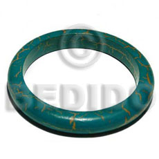 nat. wood bangle in aquamarine & orange crackle painting ht=12mm thickness=10mm inner diameter=65mm - Wooden Bangles