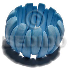 elastic aqua blue buffed and polished nat. white wood bangle   clear coat finish/ ht=50m thickness=12mm - Wooden Bangles