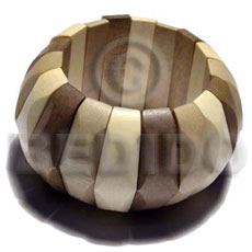 elastic nat. wood dyed in greywood tones  groove polished bangle   clear coat finish ht=42m thickness=13mm - Wooden Bangles