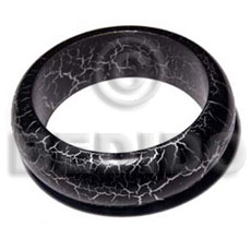 nat. wood bangle in black & silver crackle painting ht=25mm thickness=8mm inner diameter=65mm - Wooden Bangles