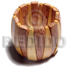 palmwood & nangka combination wood elastic bangle   clear coat finish/ ht=60mm thickness=10mm - Wooden Bangles