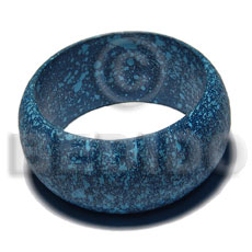 h=40mm thickness=10mm inner diameter=65mm nat. wood bangle in marbled texture brush paint / blue tones - Wooden Bangles