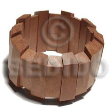 40mmx10mm nat. wood elastic bangle in matte reddish brown   clear coat finish - Wooden Bangles