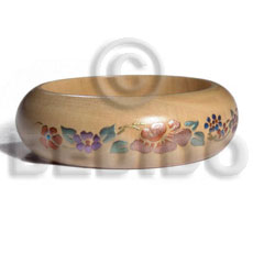 natural white wood  clear protective topcoat /  embossed metallic handpainting   / ht= 25mm / outer diameter =  65mm inner diameter  /  10mm thickness hand painted using japanese materials in the form of maki-e art a traditional japanese form of hand painting objects - Wooden Bangles