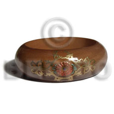 golden oak tone  embossed metallic  handpainting / grained,sanded,stained and coated   clear high gloss protective finish nat. wood bangle / wood tones ht= 25mm / outer diameter =  65mm inner diameter  /  10mm thickness hand painted using japanese materials in the form of maki-e art a traditional japanese form of hand painting objects - Wooden Bangles