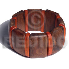 30mmx20mm robles wood elastic bangle  nat. wood in orange combinationnation - Wooden Bangles