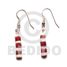 dangling maroon 4-5 coco Pokalet  white shell - Wooden Earrings