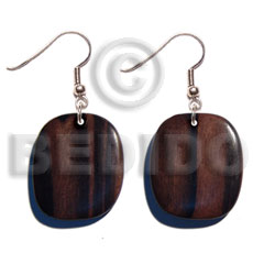 dangling 35mm camagong tiger wood rounded flat square - Wooden Earrings