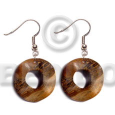 Dangling 35mm robles wood ring Wooden Earrings