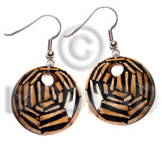 dangling earrings / 35mm  round laminated wood  dried leaves   10mm hole - Wooden Earrings