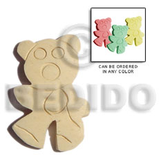 nat. white wood teddy bear  35mm - Wooden Pendant