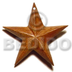 Wood star 40mm Wooden Pendant