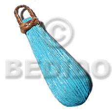 55mmx25mm textured aqua blue natural Wooden Pendant