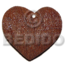 40mmx45mmmm textured brown heart nat. wood pendant - Wooden Pendant