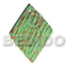 textured marbled light green diamond 60mmx45mm nat. wood pendant - Wooden Pendant