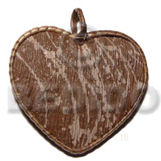 55mm textured marble brown heart Wooden Pendants
