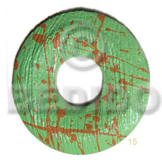 textured marbled light green round ring 50mm nat. wood pendant  20mm center hole - Wooden Pendants