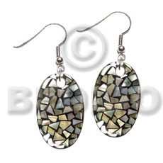 hand made Dangling oval 40mmx30mm black resin