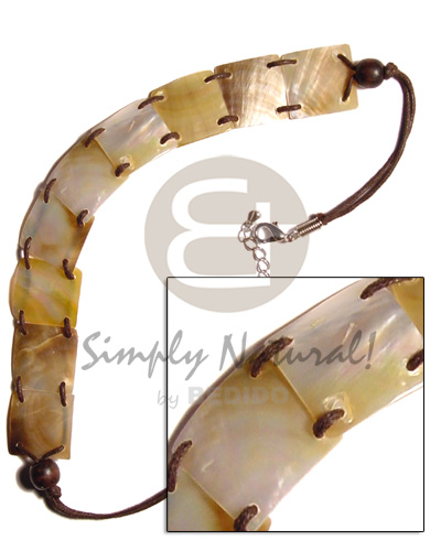 hand made 9 pcs. 20mm.square brownlip shell Adjustable Necklace