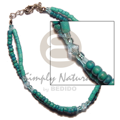 2 rows green tones 2-3 Anklets