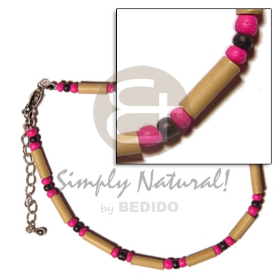 bamboo  2-3mm black/pink coco Pokalet alt. - Anklets